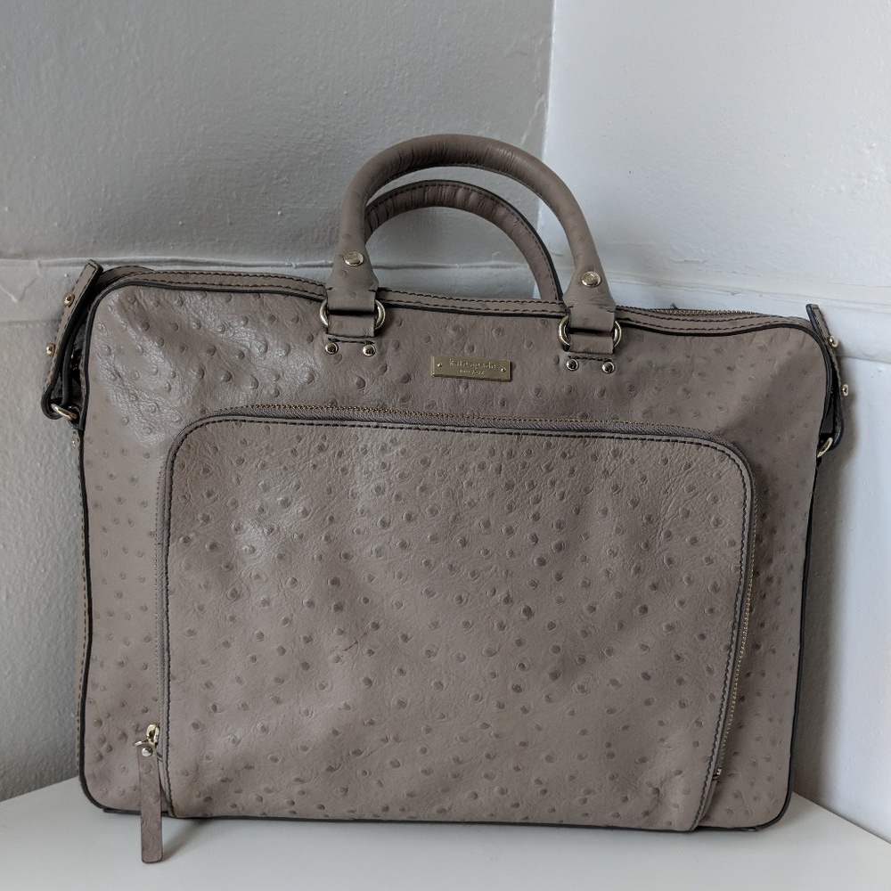Taupe Kate Spade leather laptop bag